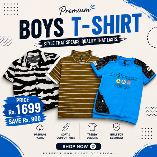 Boys Premium Casual T-Shirt Summer Collection Soft Cotton Trendy Kids Wear