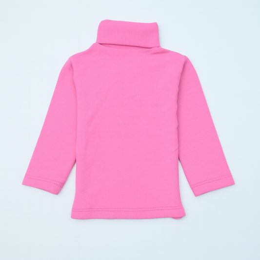 Girls High-Neck Sweater (Pink)