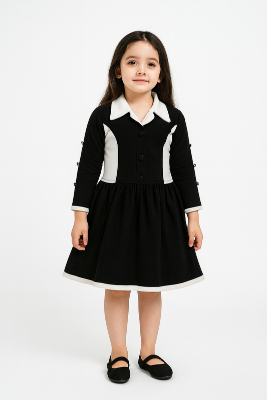 Girls Long Full Sleeves Frock - kids clothing by New Outfit Pakistan
