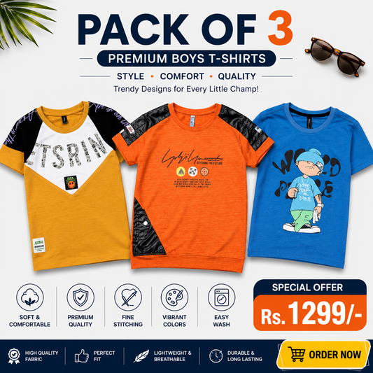 Boys Summer T-Shirts Pack Of 3