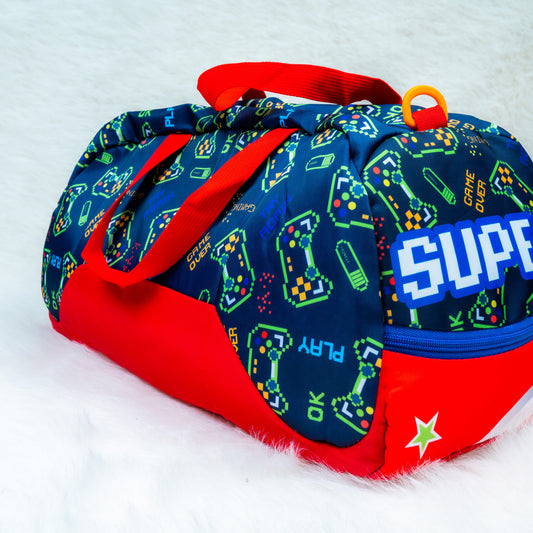 Super Gamer Kids’ Duffle Bag – Blue & Red - kids clothing by New Outfit Pakistan - image 3