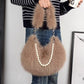 Faux Fur Shoulder Bag with Pearl Chain - kids clothing by New Outfit Pakistan - image 4