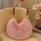 Faux Fur Shoulder Bag with Wooden Bead Handle - kids clothing by New Outfit Pakistan - image 2