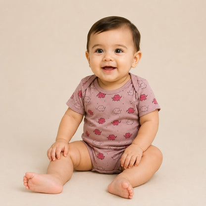 Baby Girls Elephant Print Bodysuit – Soft Cotton Jersey Romper