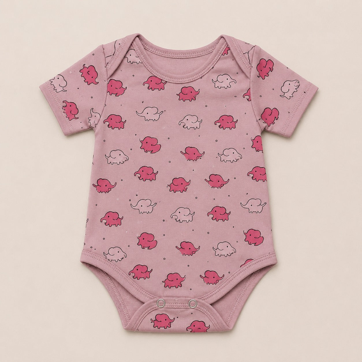 Baby Girls Elephant Print Bodysuit – Soft Cotton Jersey Romper