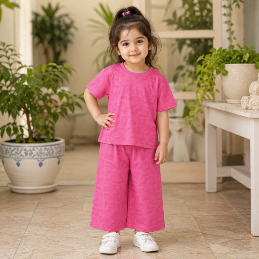 Girls Pink Printed Co-Ord Set  EG-161