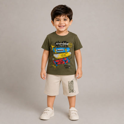 Kids Skateboard Graphic Summer Co-Ord Set EB-287