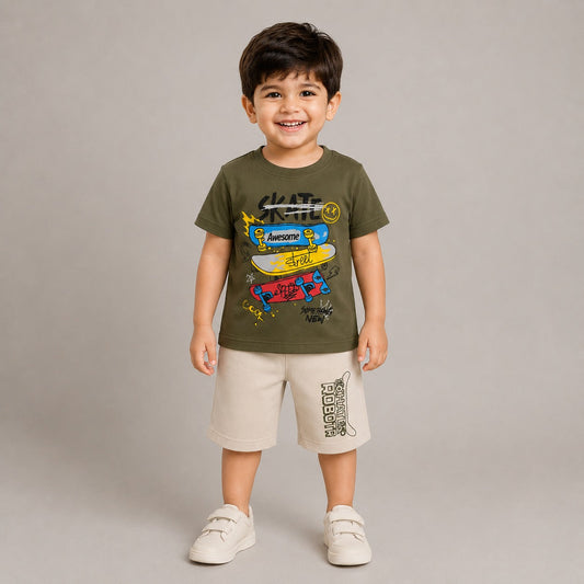 Kids Skateboard Graphic Summer Co-Ord Set EB-287 - kids clothing by New Outfit Pakistan