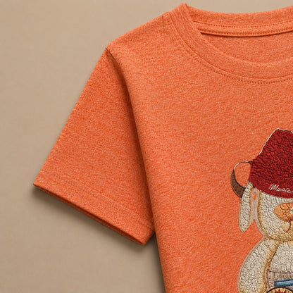 Boys Orange and blue Graphic Print Half Sleeves T-Shirt – Soft Jersey Fabric (EB 612)