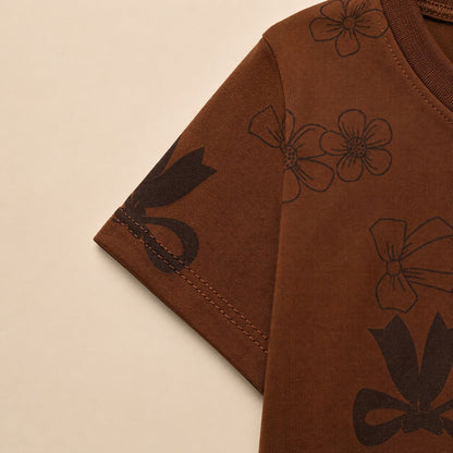 Baby Girls Brown Printed Co-Ord Set (EG 173)
