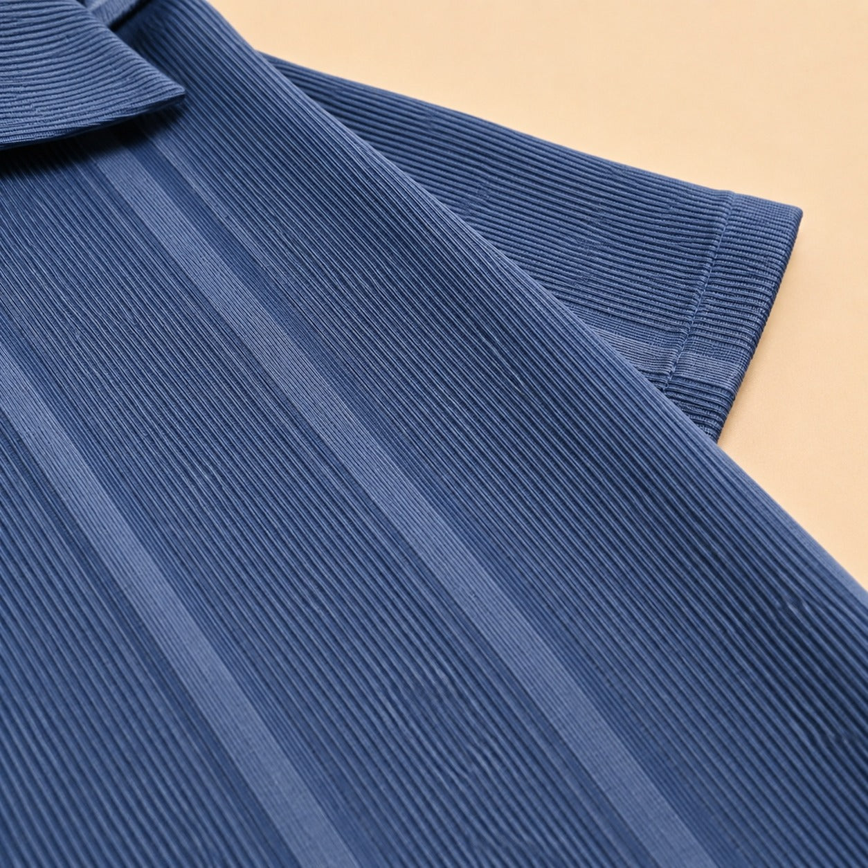 Premium Ribbed Texture Camp Collar Shirt - Dusty Blue