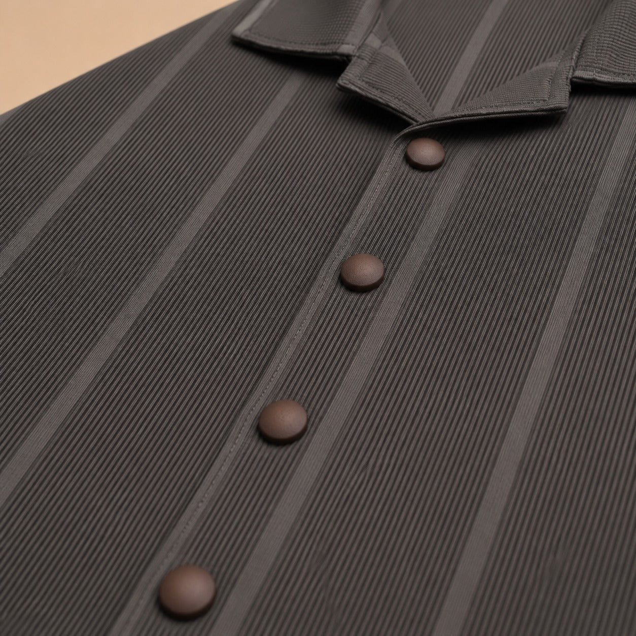 Premium Ribbed Texture Camp Collar Shirt - Dusty Blue