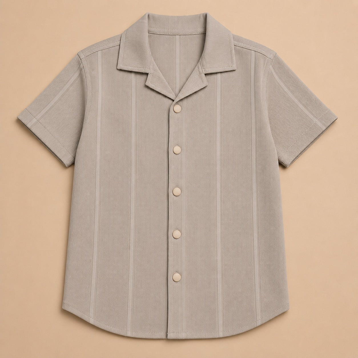 Premium Ribbed Texture Camp Collar Shirt - Dusty Blue