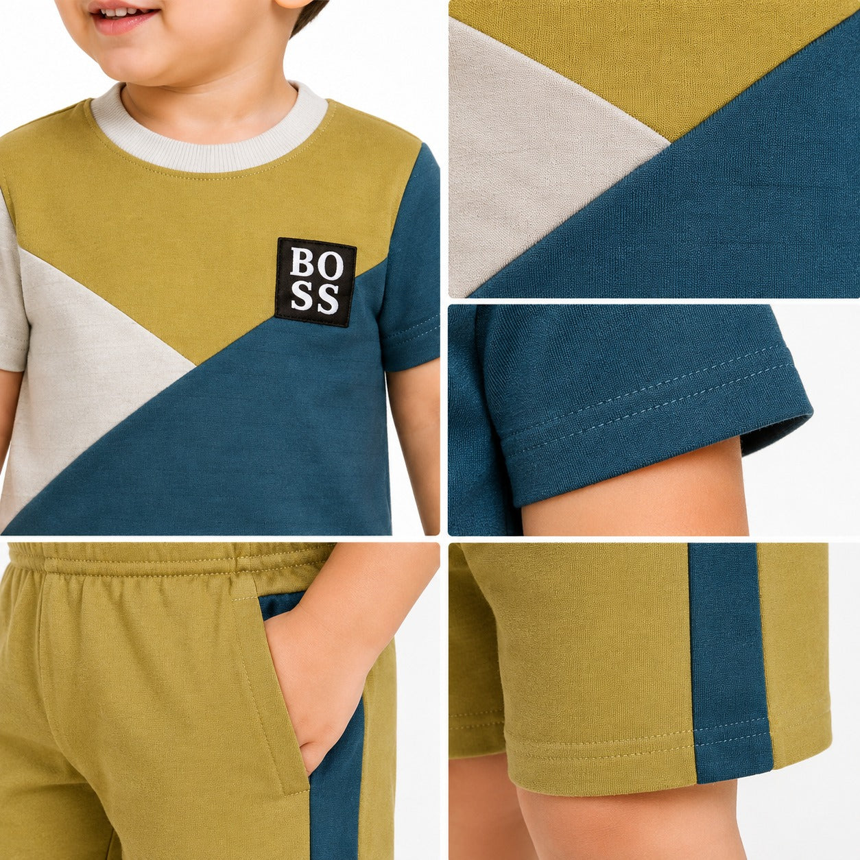 Kids Color Block Summer Co-Ord Set for Boys