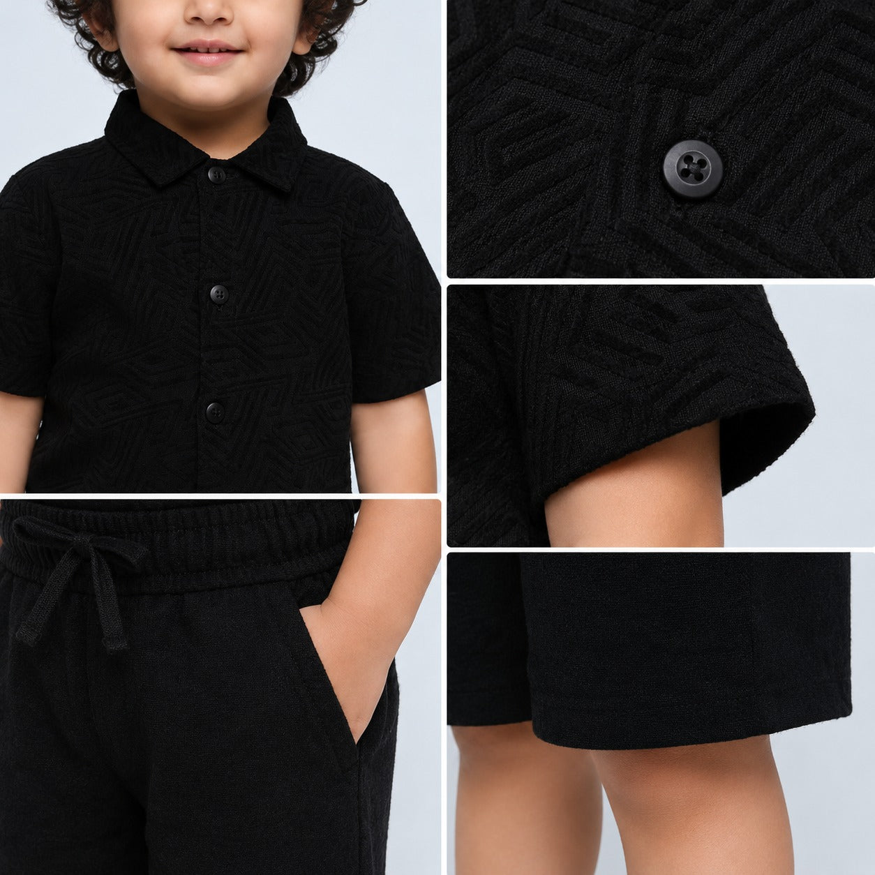 Kids Black Premium Summer Co-Ord Set for Boys