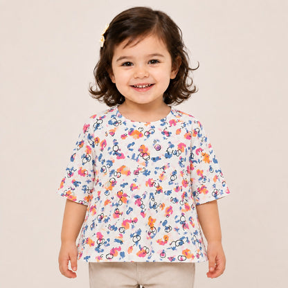 Girls Floral Print Cotton Lawn Peplum Top – Lightweight Summer Casual Wear