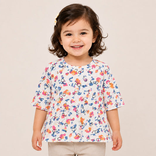 Girls Floral Print Cotton Lawn Peplum Top – Lightweight Summer Casual Wear