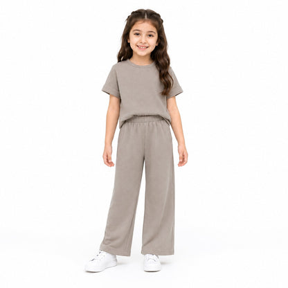 Girls Premium Co-Ord Set | Half Sleeve Top & Wide Leg Pants (eb-0101)