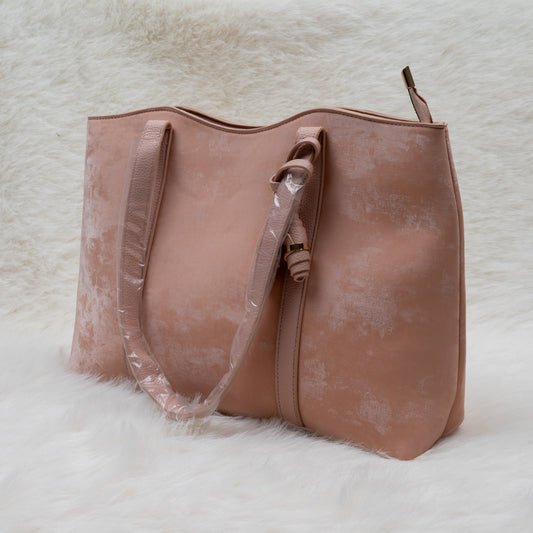 Elegant Light Brown Velvet Finish Women’s Handbag — Everyday Tote Style