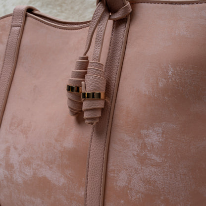 Elegant Light Brown Velvet Finish Women’s Handbag — Everyday Tote Style