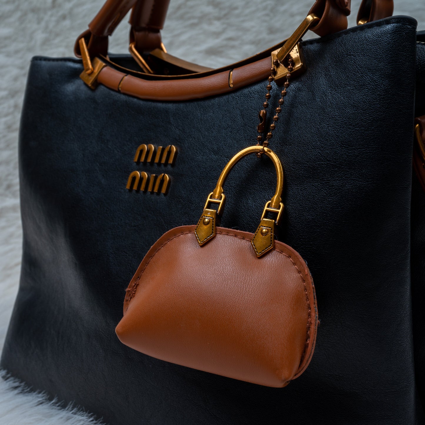 'Classic Everyday' Black & Brown Mini-Tote Handbag