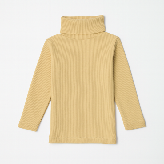 Girls High-Neck Sweater (Beige)