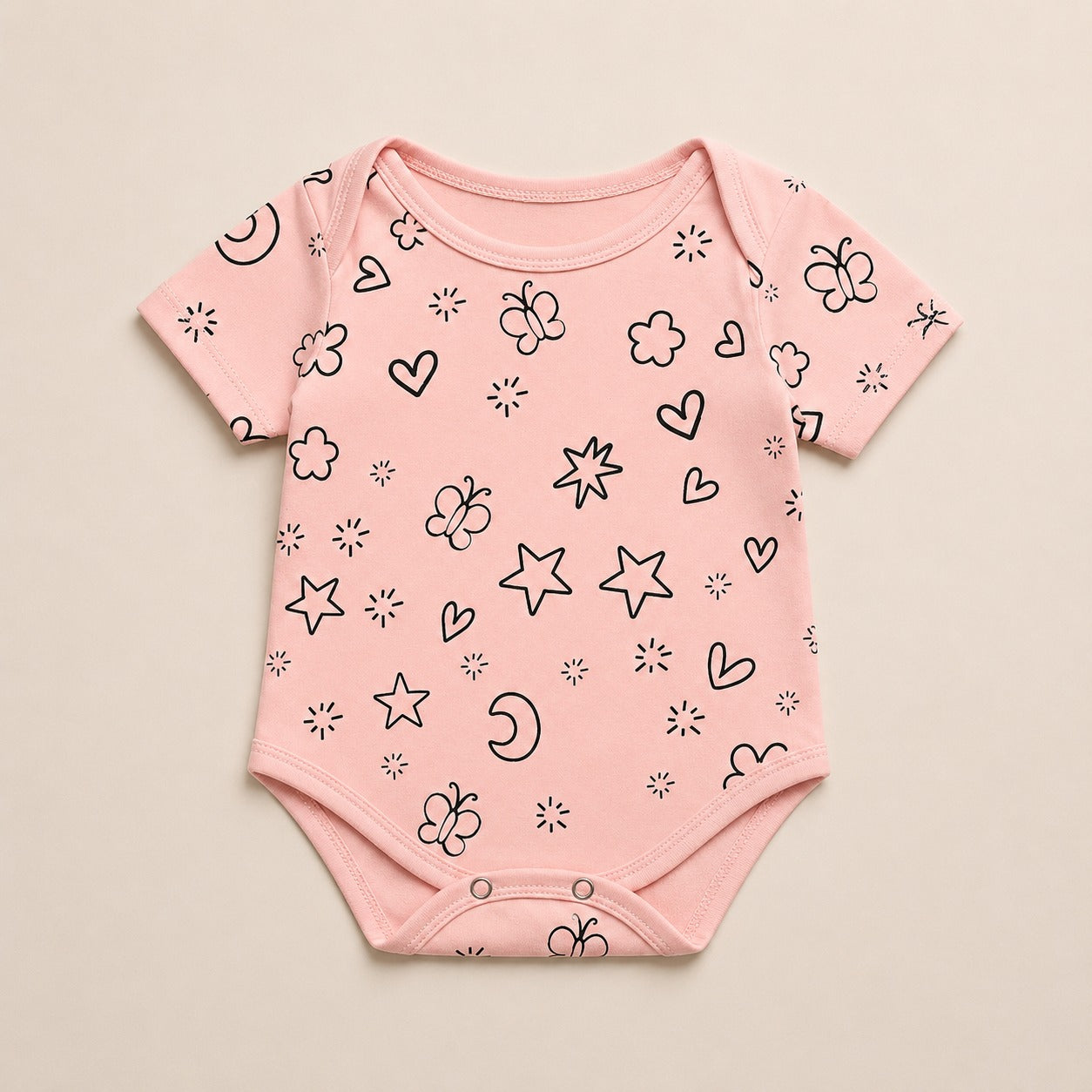 Baby Girls Printed Romper – Soft Jersey Fabric