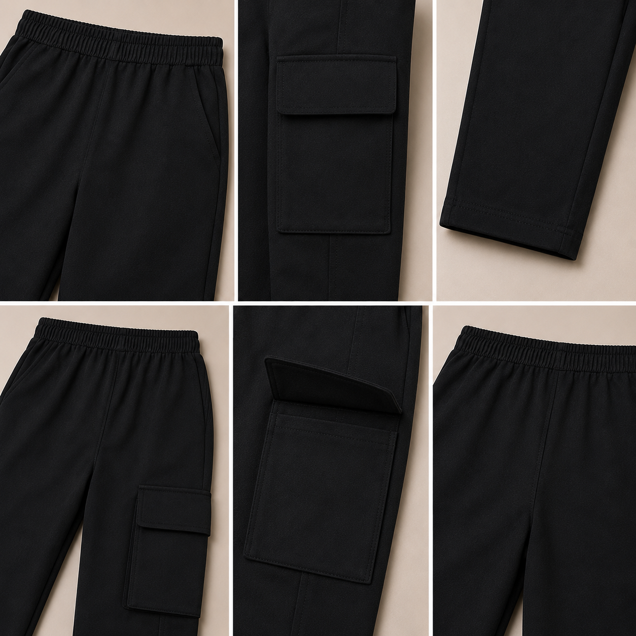 Boys Premium Black Cargo Trouser (EB 609)