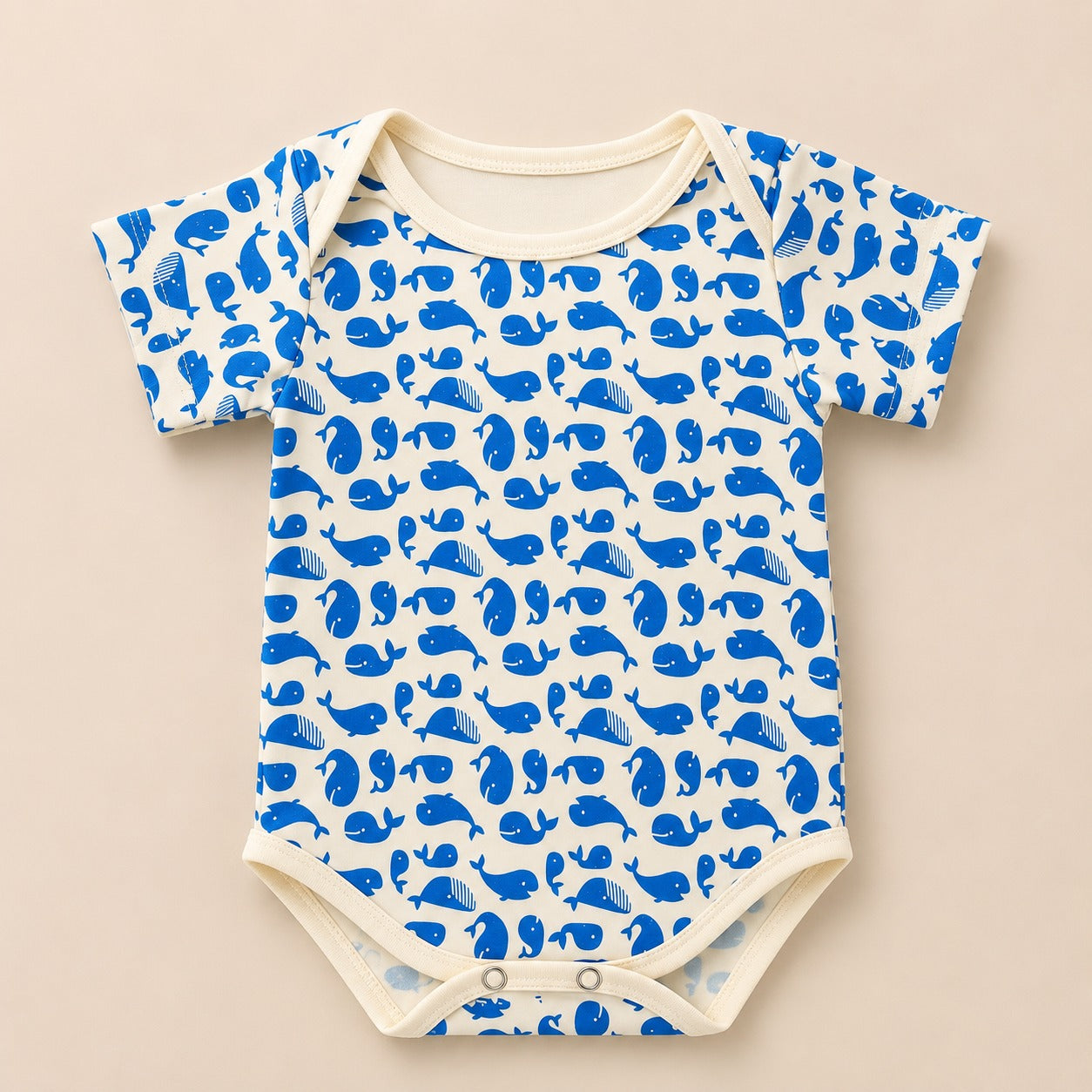 Baby Boys Whale Print Cotton Romper Bodysuit | Soft Summer Onesie (EB278)