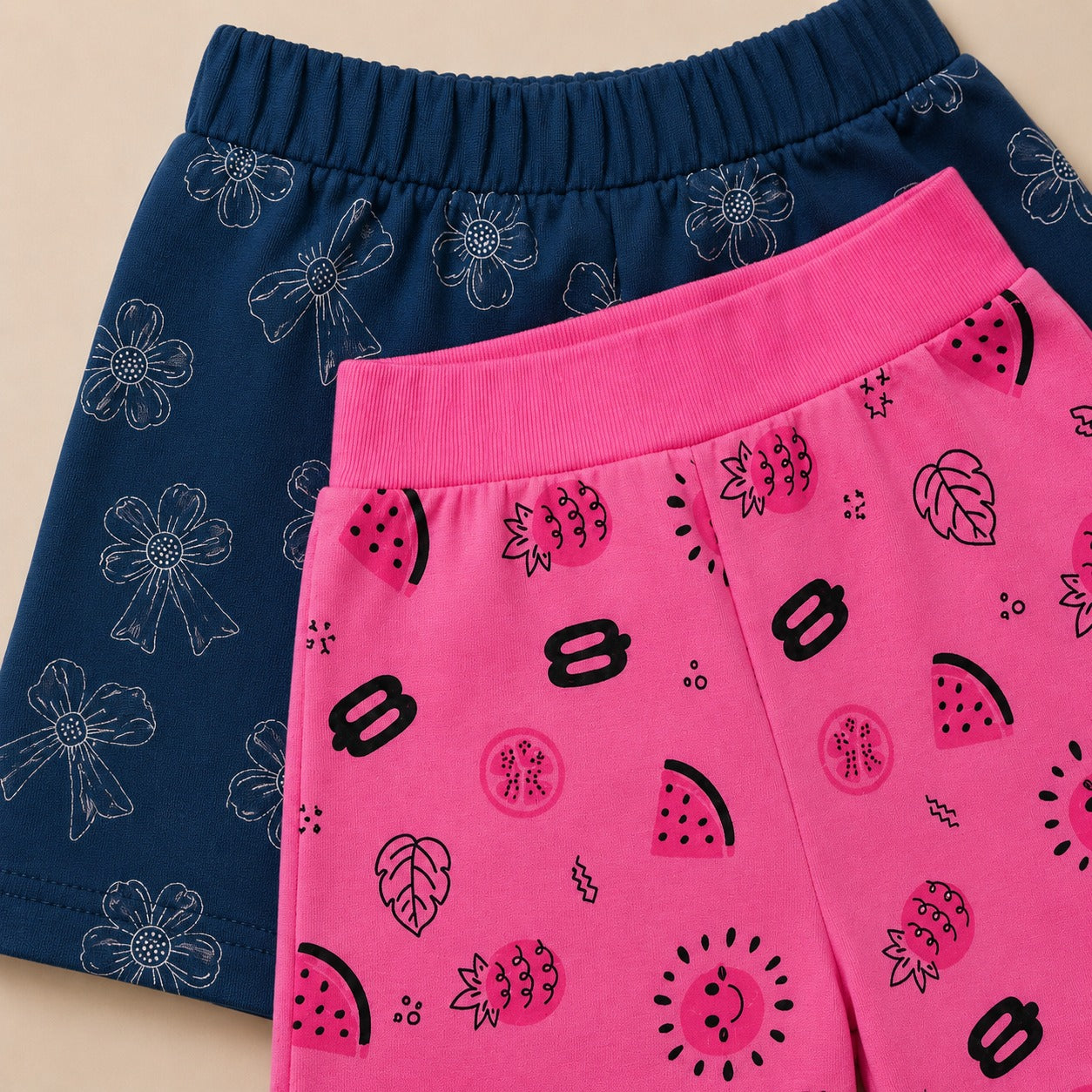 Girls Premium Jersey Shorts Pack of 2 – Soft, Breathable & Stylish Kids Shorts