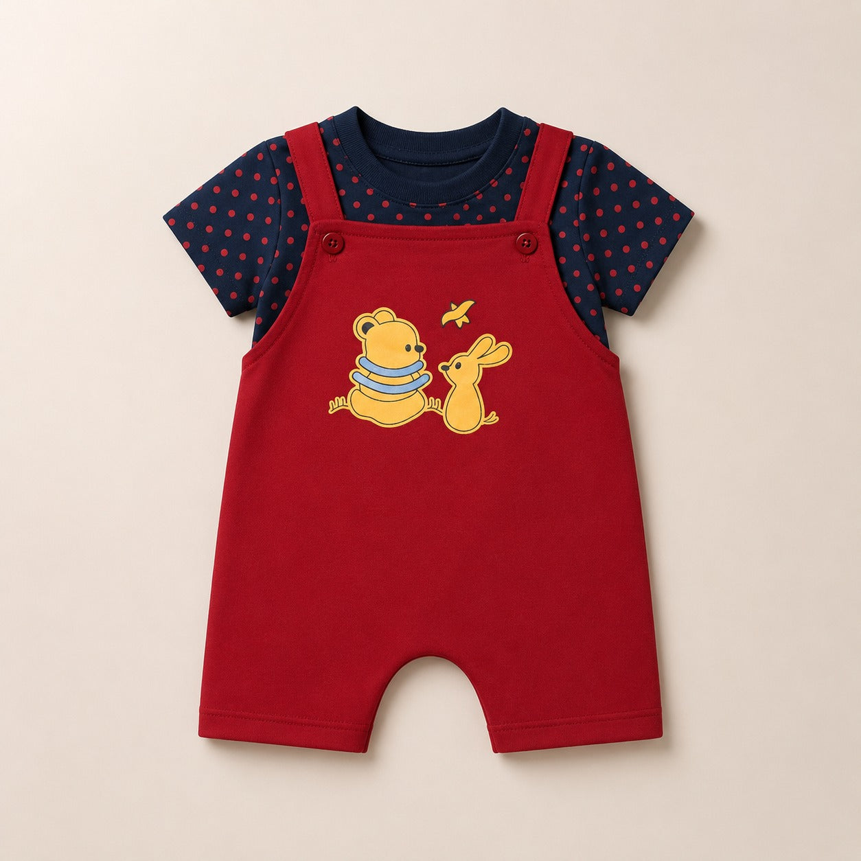 2pcs Baby Boys Romper Set – Bear & Bunny Friends