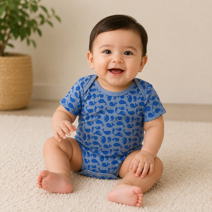 Baby Boys Blue Whale Print Cotton Romper  (EB 278)
