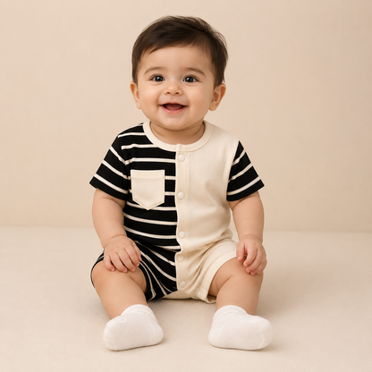 Infant Baby Boys Romper China Imported Fabric Black And White