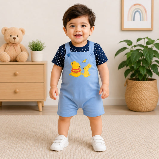 2pcs Baby Boys Romper Set – Bear & Bunny Friends