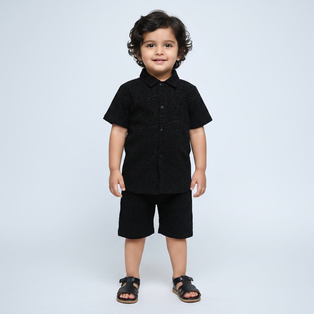 Kids Black Premium Summer Co-Ord Set for Boys