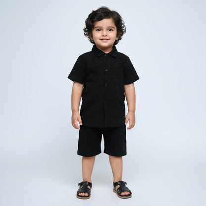 Kids Black Premium Summer Co-Ord Set for Boys