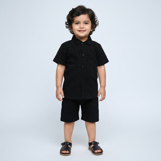 Kids Black Premium Summer Co-Ord Set for Boys