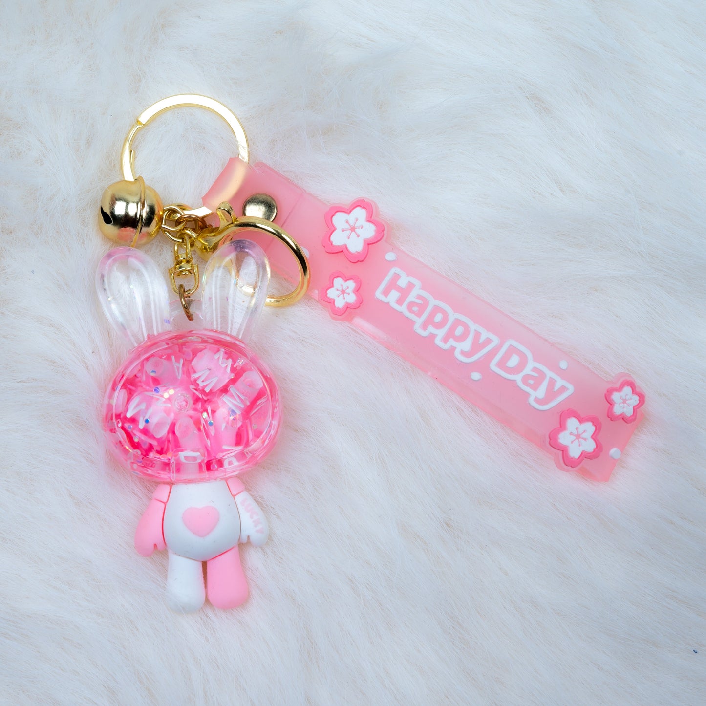 'Happy Day' Shaker Rabbit Keychain (014)