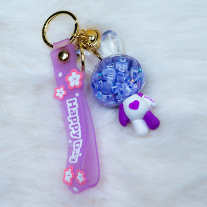 'Happy Day' Shaker Rabbit Keychain (014)