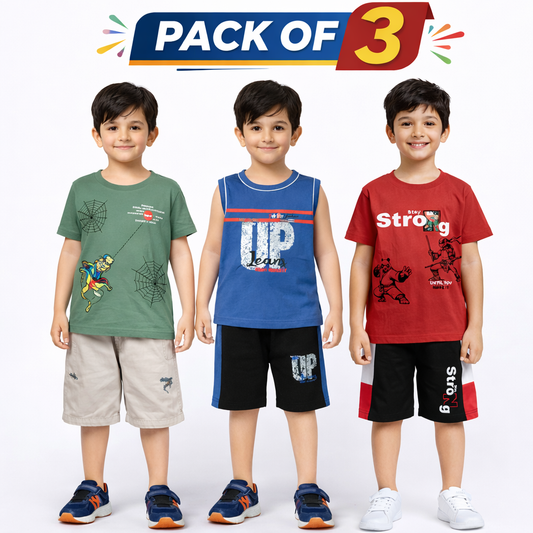 Boys Pack of 3 Suit Set - kids clothing by New Outfit Pakistan