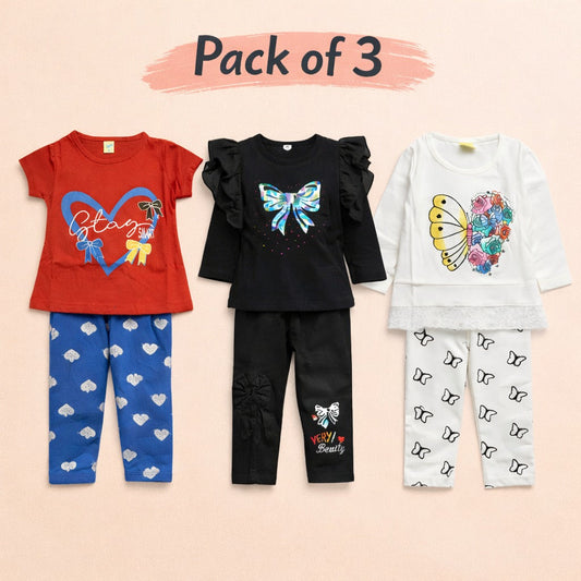 Soft-Jersey Fabric Pack of 3 Girl Suits - kids clothing by New Outfit Pakistan